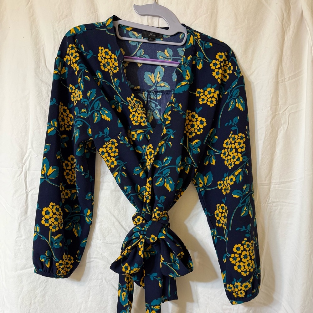 J.Crew Crepe Floral Wrap Blouse